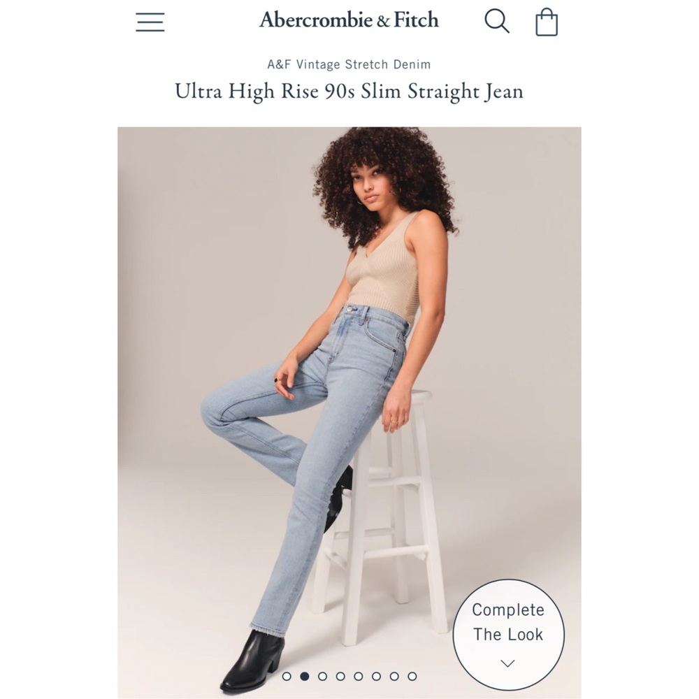 26/2R A&F Ultra High Rise 90s Slim Straight Jeans